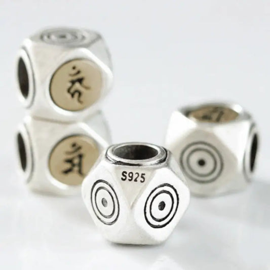 S925 Silver Inlaid Copper Small Beads | Zodiac Guardian Buddha Sanskrit Seed Syllable, DIY Accessories-LuckyCharms.Shop