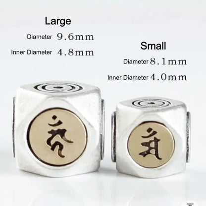 S925 Silver Inlaid Copper Large Beads | Zodiac Guardian Buddha Sanskrit Seed, DIY Bracelet Spacer Beads-LuckyCharms.Shop