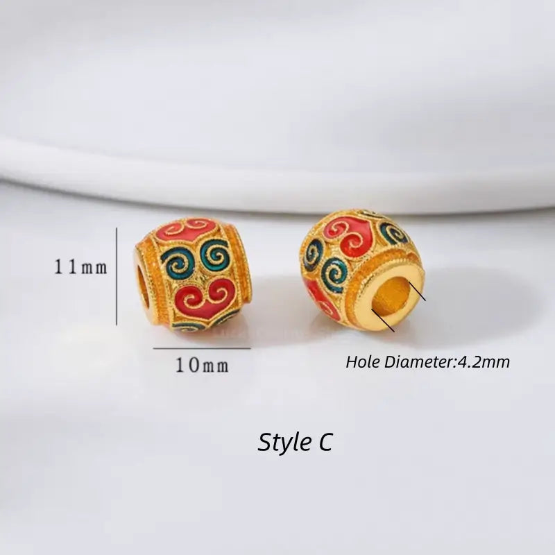 Gold Plated Dragon Totem Lucky Barrel Beads - DIY Friendly Bracelet Accessories-LuckyCharms.Shop