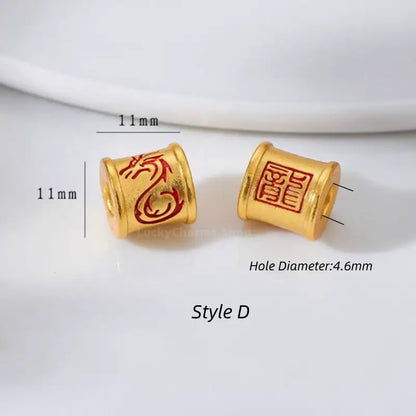 Gold Plated Dragon Totem Lucky Barrel Beads - DIY Friendly Bracelet Accessories-LuckyCharms.Shop