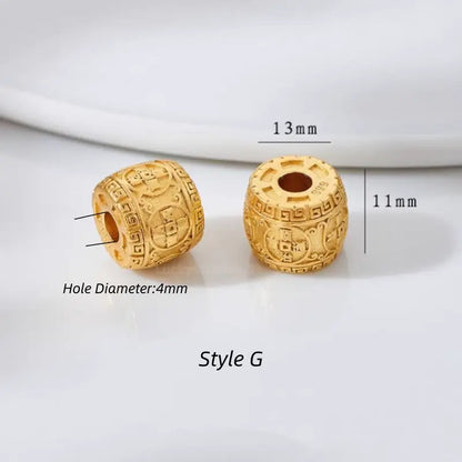 Gold Plated Dragon Totem Lucky Barrel Beads - DIY Friendly Bracelet Accessories-LuckyCharms.Shop