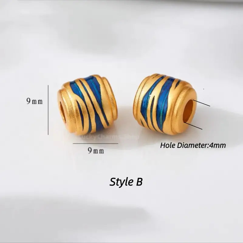 Gold Plated Enamel Fortune Barrel Bead - DIY Friendly Bracelet Accessories-LuckyCharms.Shop