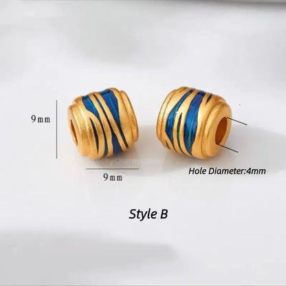 Gold Plated Enamel Fortune Barrel Bead - DIY Friendly Bracelet Accessories-LuckyCharms.Shop