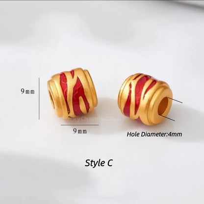 Gold Plated Enamel Fortune Barrel Bead - DIY Friendly Bracelet Accessories-LuckyCharms.Shop