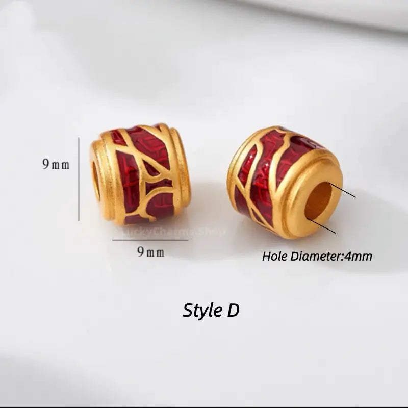 Gold Plated Enamel Fortune Barrel Bead - DIY Friendly Bracelet Accessories-LuckyCharms.Shop