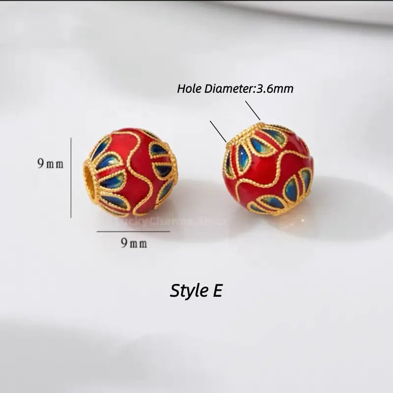 Gold Plated Enamel Fortune Barrel Bead - DIY Friendly Bracelet Accessories-LuckyCharms.Shop