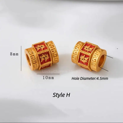 Gold Plated Enamel Fortune Barrel Bead - DIY Friendly Bracelet Accessories-LuckyCharms.Shop