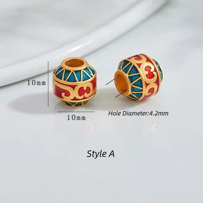 Gold-Plated Enamel Snowflake Fortune-turning Bead - DIY Friendly Bracelet Accessories-LuckyCharms.Shop