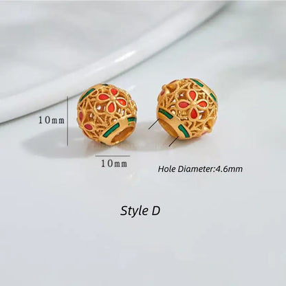 Gold-Plated Enamel Snowflake Fortune-turning Bead - DIY Friendly Bracelet Accessories-LuckyCharms.Shop