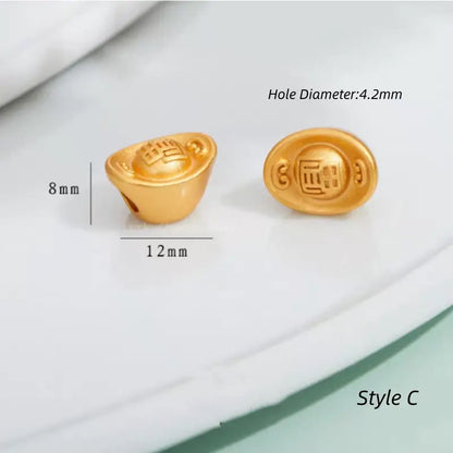 Gold-plated ingot-shaped through-hole beads - DIY Friendly Bracelet Accessories-LuckyCharms.Shop
