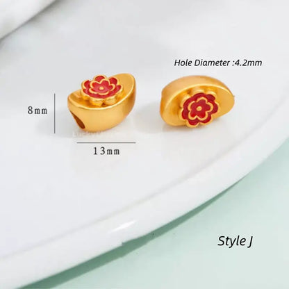 Gold-plated ingot-shaped through-hole beads - DIY Friendly Bracelet Accessories-LuckyCharms.Shop