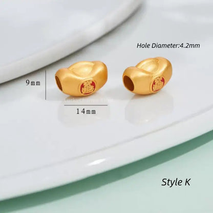 Gold-plated ingot-shaped through-hole beads - DIY Friendly Bracelet Accessories-LuckyCharms.Shop