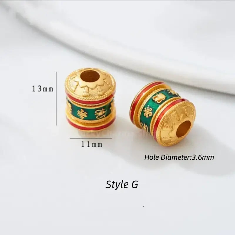 Gold Plated Lotus & Cloud Pattern Barrel Bead - DIY Friendly Chinese Style Bracelet Accessories-LuckyCharms.Shop