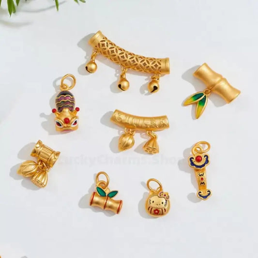 Pendentif tube courbé en bambou émaillé or mat | Accessoire de bijouterie à faire soi-même, base en alliage plaqué or, hypoallergénique et inaltérable