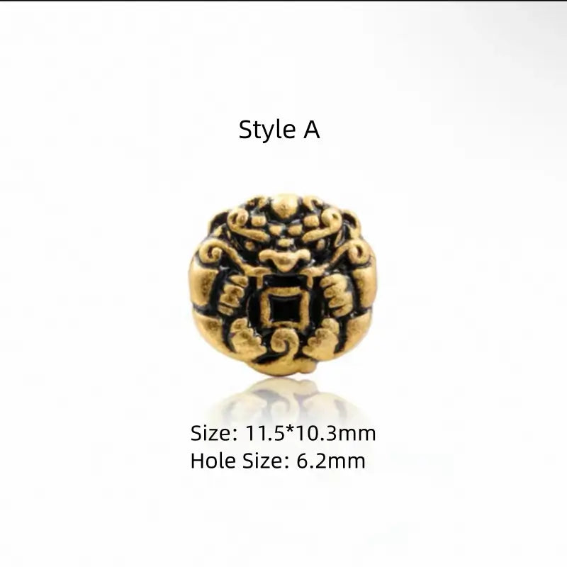 Perles Lu Lu Tong à gros trou plaquées or 18 carats et laiton | 7 styles, accessoires faits main pour hommes