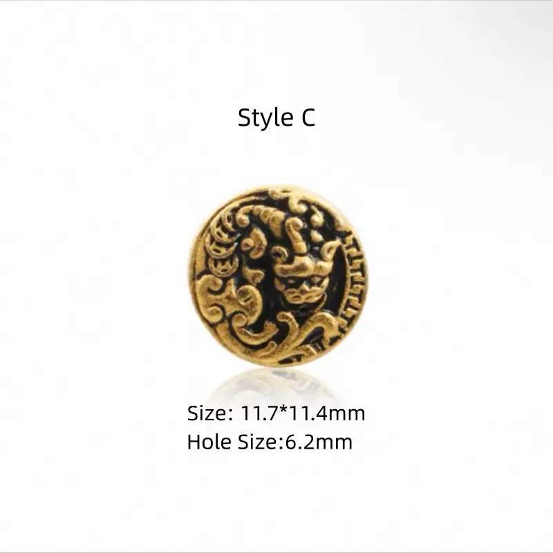 Perles Lu Lu Tong à gros trou plaquées or 18 carats et laiton | 7 styles, accessoires faits main pour hommes