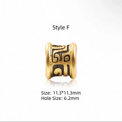 Perles Lu Lu Tong à gros trou plaquées or 18 carats et laiton | 7 styles, accessoires faits main pour hommes