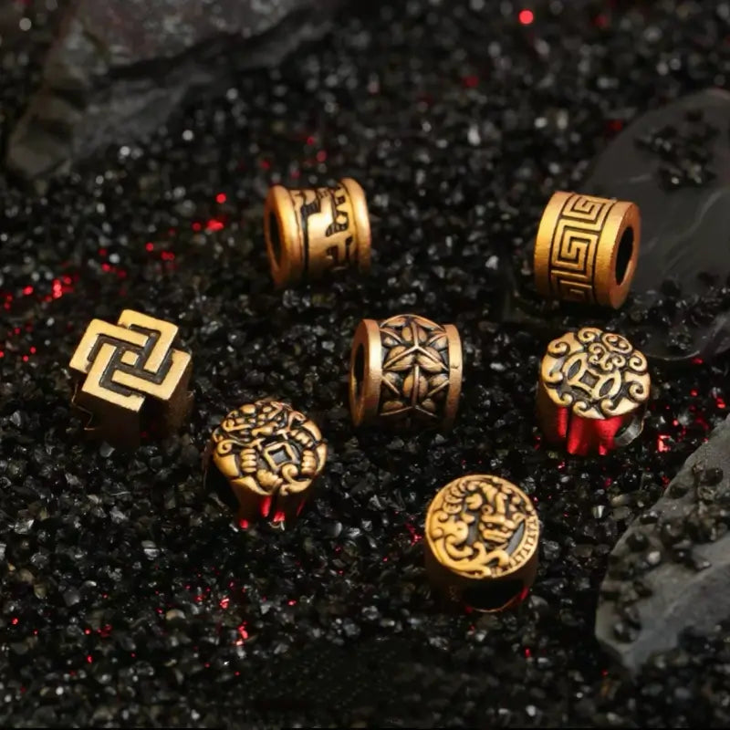 Perles Lu Lu Tong à gros trou plaquées or 18 carats et laiton | 7 styles, accessoires faits main pour hommes