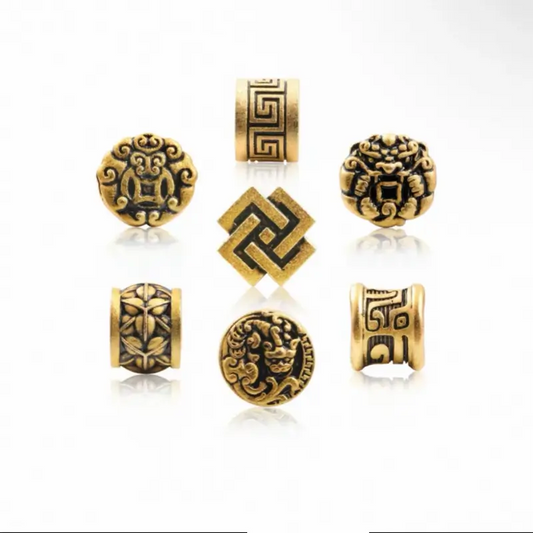 Perles Lu Lu Tong à gros trou plaquées or 18 carats et laiton | 7 styles, accessoires faits main pour hommes