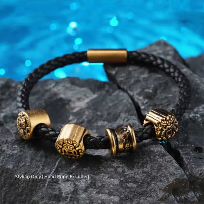 Perles Lu Lu Tong à gros trou plaquées or 18 carats et laiton | 7 styles, accessoires faits main pour hommes