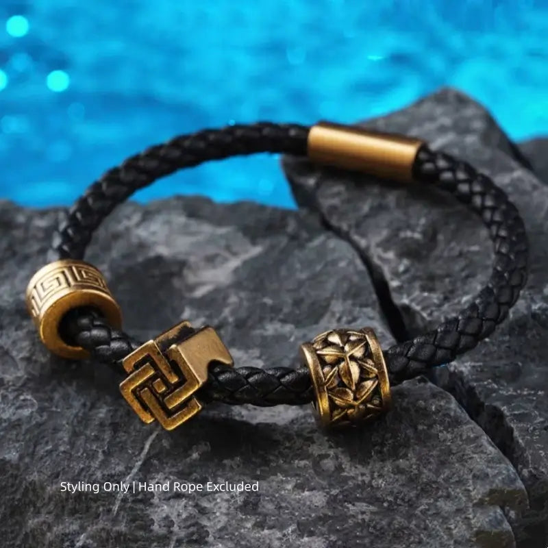 Perles Lu Lu Tong à gros trou plaquées or 18 carats et laiton | 7 styles, accessoires faits main pour hommes