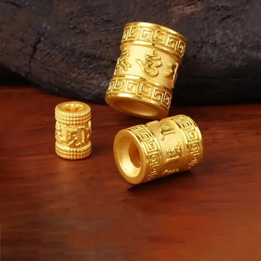 Perles Lu Lu Tong à six syllabes plaquées or | Paire d'accessoires faits main, base en laiton