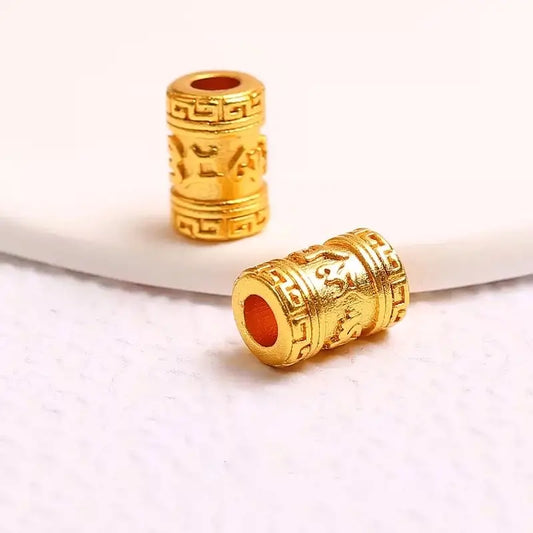 Perles Lu Lu Tong à six syllabes plaquées or | Paire d'accessoires faits main, base en laiton