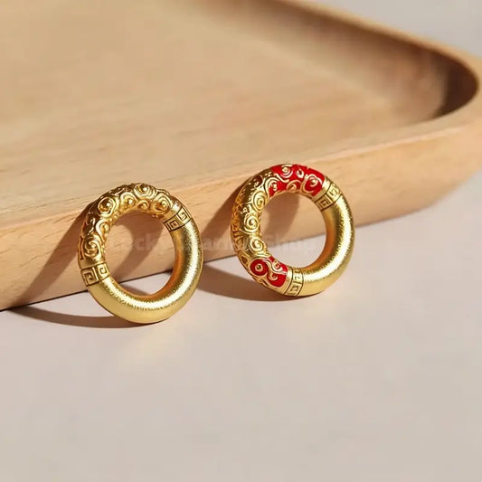 Retro Cloud Pattern Gold-Plated Peace Buckle | Chinese Style Bracelet DIY Accessory-LuckyCharms.Shop