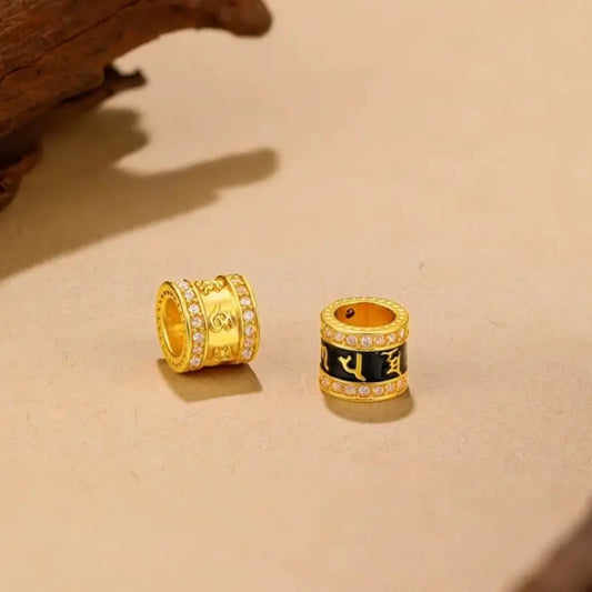 18K Gold Plated Six-Syllable Mantra Enamel Lu Lu Tong Bead | DIY Charm for Bracelet/Necklace, Brass Base
