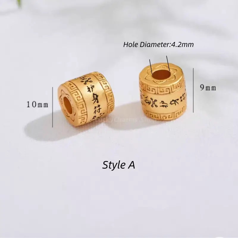 Gold Plated Tortoise Shell Pattern Barrel Beads - DIY Friendly Bracelet Accessories-LuckyCharms.Shop