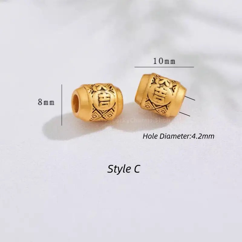 Gold Plated Tortoise Shell Pattern Barrel Beads - DIY Friendly Bracelet Accessories-LuckyCharms.Shop