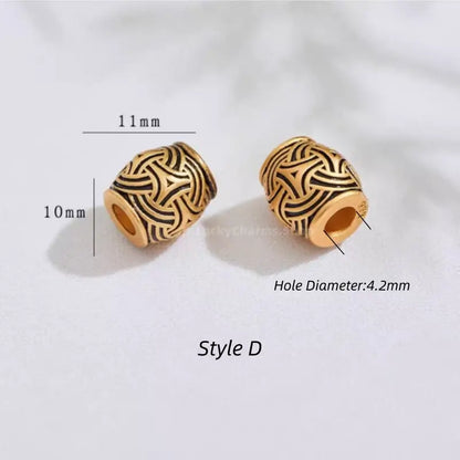 Gold Plated Tortoise Shell Pattern Barrel Beads - DIY Friendly Bracelet Accessories-LuckyCharms.Shop