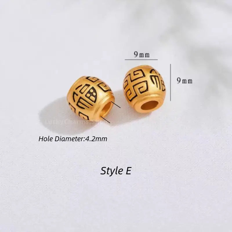 Gold Plated Tortoise Shell Pattern Barrel Beads - DIY Friendly Bracelet Accessories-LuckyCharms.Shop