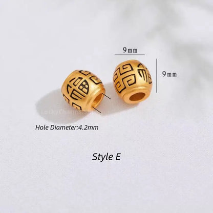 Gold Plated Tortoise Shell Pattern Barrel Beads - DIY Friendly Bracelet Accessories-LuckyCharms.Shop