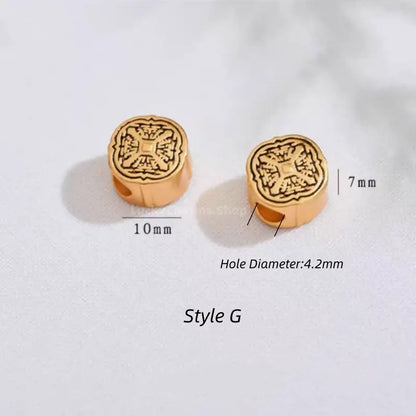 Gold Plated Tortoise Shell Pattern Barrel Beads - DIY Friendly Bracelet Accessories-LuckyCharms.Shop