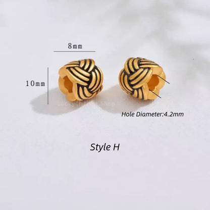 Gold Plated Tortoise Shell Pattern Barrel Beads - DIY Friendly Bracelet Accessories-LuckyCharms.Shop