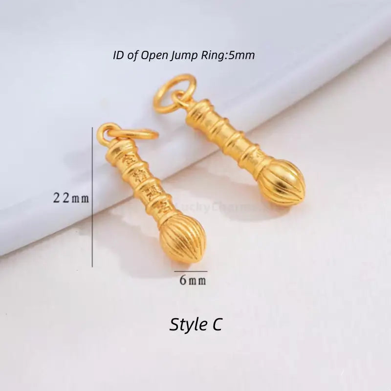 Gold Plated Auspicious Wenchang Brush Peanut Mini Pendants - DIY Friendly Bracelet Accessories-LuckyCharms.Shop