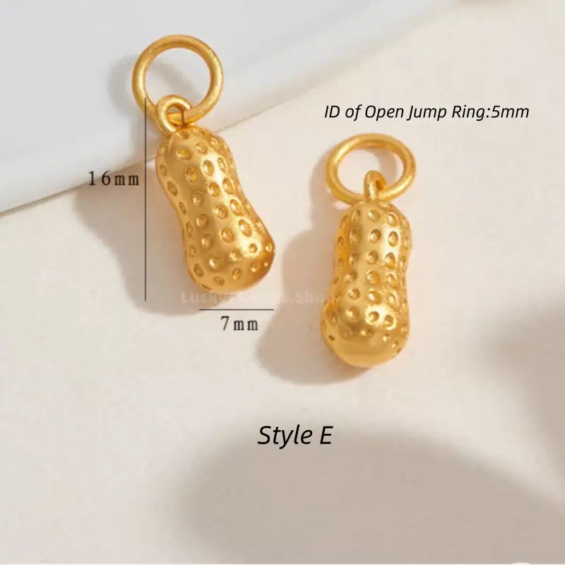 Gold Plated Auspicious Wenchang Brush Peanut Mini Pendants - DIY Friendly Bracelet Accessories-LuckyCharms.Shop