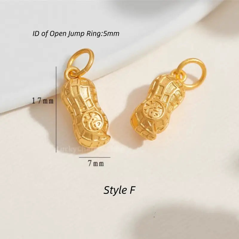 Gold Plated Auspicious Wenchang Brush Peanut Mini Pendants - DIY Friendly Bracelet Accessories-LuckyCharms.Shop