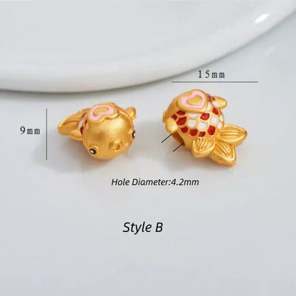 Gold Plated Year after Year Prosperity Fish Loose Beads - DIY Friendly Bracelet Accessories-LuckyCharms.Shop