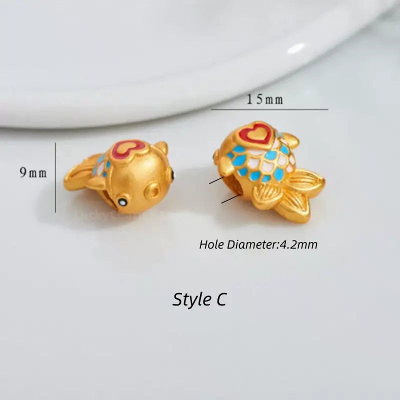 Gold Plated Year after Year Prosperity Fish Loose Beads - DIY Friendly Bracelet Accessories-LuckyCharms.Shop