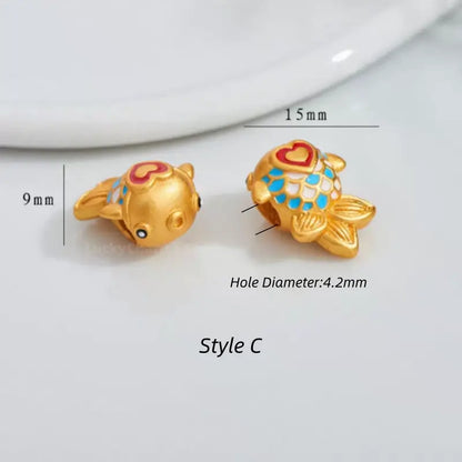 Gold Plated Year after Year Prosperity Fish Loose Beads - DIY Friendly Bracelet Accessories-LuckyCharms.Shop