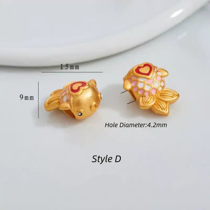 Gold Plated Year after Year Prosperity Fish Loose Beads - DIY Friendly Bracelet Accessories-LuckyCharms.Shop