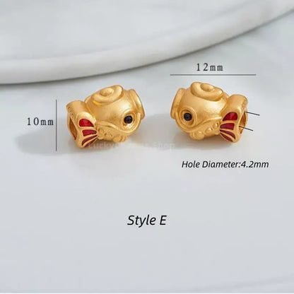 Gold Plated Year after Year Prosperity Fish Loose Beads - DIY Friendly Bracelet Accessories-LuckyCharms.Shop