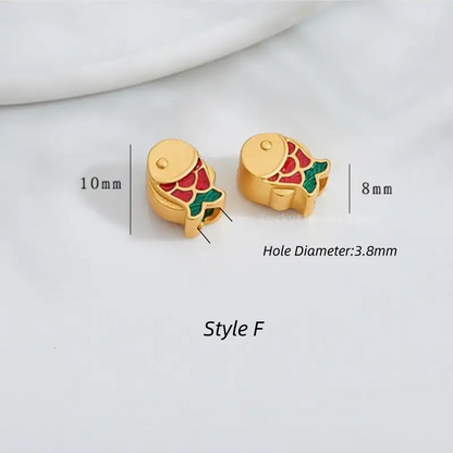 Gold Plated Year after Year Prosperity Fish Loose Beads - DIY Friendly Bracelet Accessories-LuckyCharms.Shop