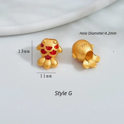 Gold Plated Year after Year Prosperity Fish Loose Beads - DIY Friendly Bracelet Accessories-LuckyCharms.Shop