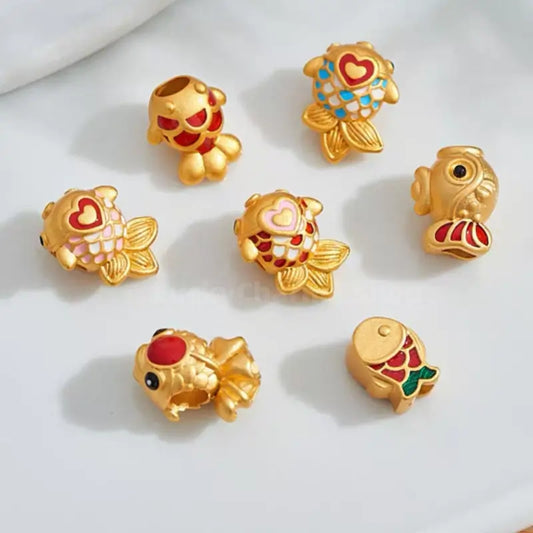 Gold Plated Year after Year Prosperity Fish Loose Beads - DIY Friendly Bracelet Accessories-LuckyCharms.Shop