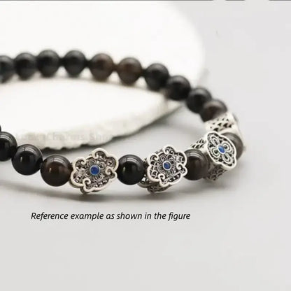 999 Silver Ruyi Floral Cutout Flat Bead - DIY Friendly Bracelet Accessories-LuckyCharms.Shop