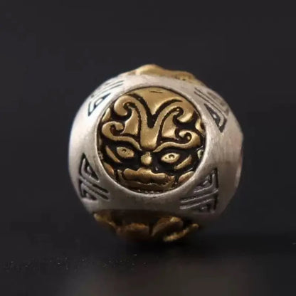 Perles en cuivre incrustées d'argent 925 représentant les quatre bêtes mythiques | Gardien à quatre faces, accessoires à faire soi-même