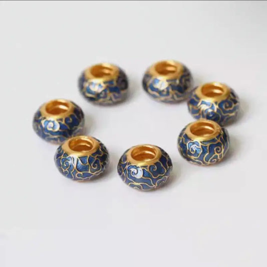 925 Silver Gold-Plated Enamel Cloud Pattern Spacer Beads | DIY Bracelet Accessories-LuckyCharms.Shop